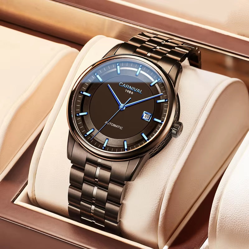 Japan MIYOTA 8215 Watch  Mens Watches Automatic Mechanical Waterproof Sapphire Calendar Full Steel Business Montre Homme