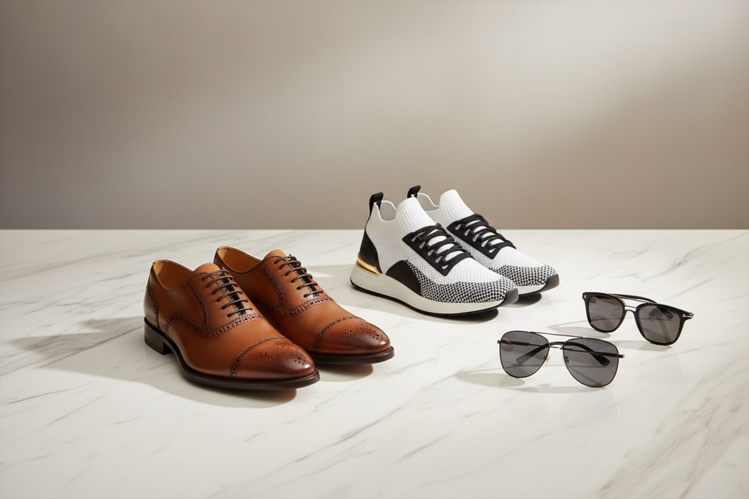 make img for luxery shoes and sneakers and glasses and like this just for men